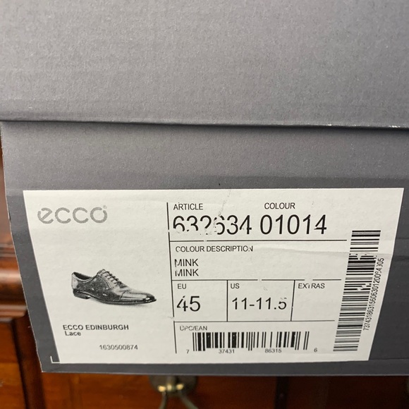 NEW Ecco Edinburgh lace brown leather dress shoes NIB lace up oxford sz 11-11.5 - Picture 3 of 10